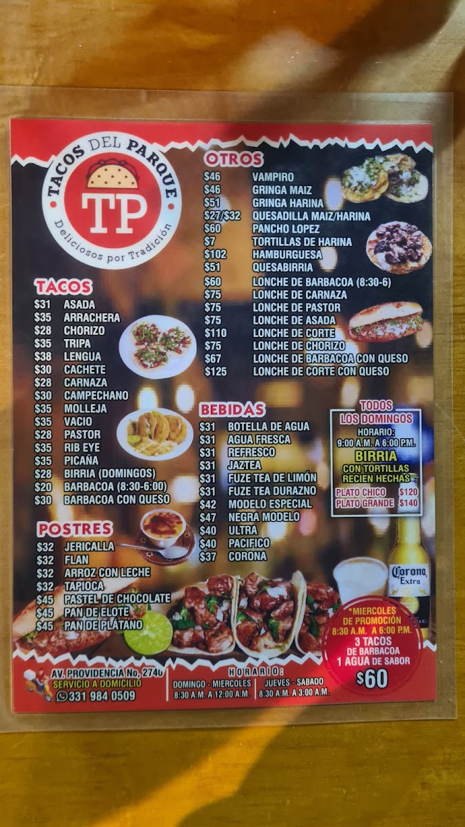 Tacos del Parque Menu - Image 2