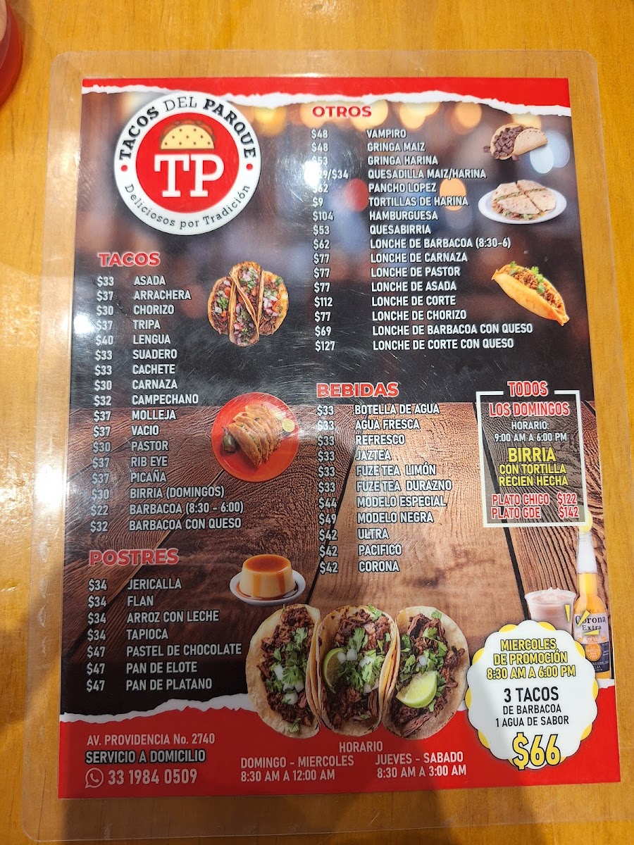 Tacos del Parque Menu - Image 3